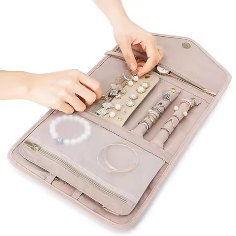 Foldable Jewellery Roll Convenient Jewellery Organiser Jewellery Bag Cosmetic Bag Jewellery Display 