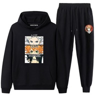 The Promised Neverland Men Hoodie Pant Set Plush Anime Character Hooded Printed Sweater Pants Suit Men's Casual Suit Spring and Autumn