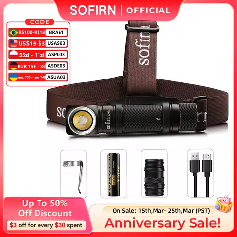 Sofirn SP40A TIR Optics Rechargeable LED Headlamp TN-3535 1200lm 18650 Headlight 18350 Angle Flashli