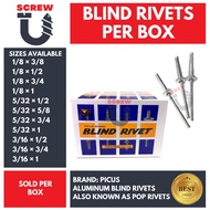 BLIND RIVETS | 1/8 | 5/32 | 3/16 | SOLD PER BOX