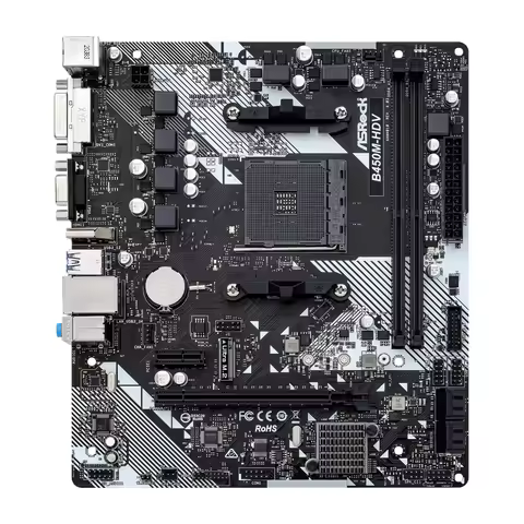 ASROCK B450M-HDV R4.0 Motherboard Support 5800X3D 5700X 5600X 5600G 1700X 2700X CPU 2xDDR4 M.2 HDMI 