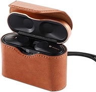 DISH-S Stylish Leather Case Cover Suitable For Sony Earbuds WF-1000XM3,Charging Full Protective Premium Storage Bag，Wireless Bluetooth Headset Case Cover，Pink &amp; Brown (Color : Brown)