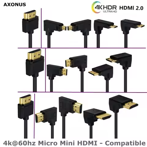 0.15m 90 Degree Angle OD3.2mm 2.0 Version 4k@60hz Micro Mini HDMI - Compatible With UP Down Left Rig