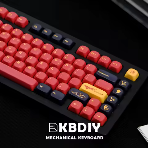 130 Keys/Set KOA Profile PBT GMK Red Samurai Keycap for Mechanical Keyboard Game for MX Switch Keys 