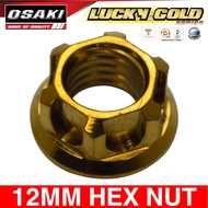 Osaki Lucky Gold 12mm Hex Nut for Motorcycle