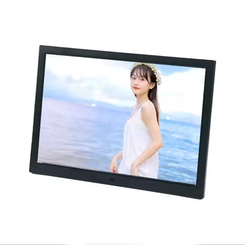 Digital photo frame 14 inch 1366 * 768 Video, Music, Image, White/Black Digital photo frame, USB/SD 