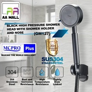 AA MALL SUS304 BLACK HAND SHOWER HEAD HOLDER FLEXIBLE HOSE SET (GM127)