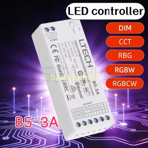 LTECH B5-3A DIM/CCT/RGB/RGBW/RGBCW LED Controller Bluetooth 5.2 SIG Mesh DC12V-DC24V 5Channel 3A*5CH