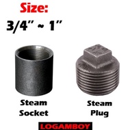 STEAM SOCKET PLUG BSP BENANG WATER PLUG SOCKET PLUMBING 3/4'' 1''