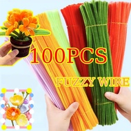DIY Colorful Fuzzy Wire 100pcs Chenille Twisting Bar Bouquet Kid's Craft Flower Creative Toy