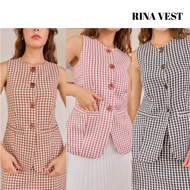Mave เสื้อ รุ่น Rina vest สี Dusty pink ginghamBlack ginghamMocha gingham