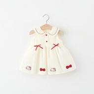 Cute Cat Baby Girl Dress Summer New Red Bow Children'S Clothing (9 Months -4 Years Old)