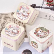 MALCOLM1 Cookie Tin, Vintage Cartoon Tin Box, Candy Box Durable Square Bear Rabbit Pattern Biscuit Storgae Box Wedding Gifts