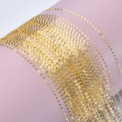 NYMPH Real 18K yellow Gold Chopin Chain Necklace Au750 Fine Jewelry Wedding For Female Wedding Gift 