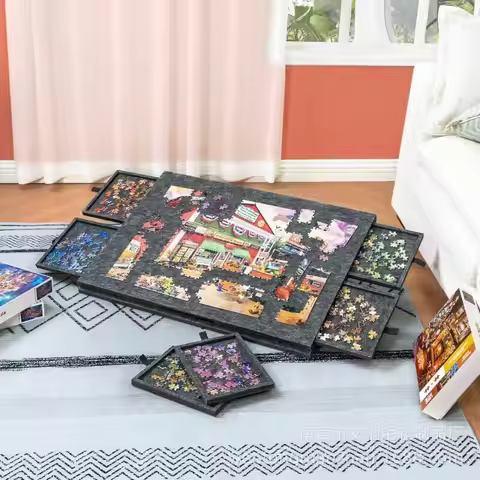7pcs 6-Drawer Portable Puzzle Desk 500/1000pcs Puzzle Board Puzzle Table Home Decorative Puzzle Stor