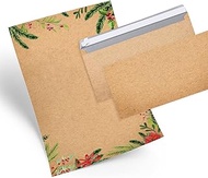 Logbuch-Verlag Set of Christmas Writing Paper 50 Sheets + 50 Envelopes Vintage Christmas Letters Chr