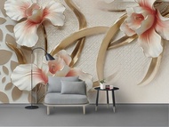 Wallpaper Dinding 3D Mural Custom Motif Bunga