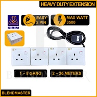 SIRIM Socket Extension Heavy Duty Extension Plug Heavy Duty Wire Trailing Socket 2/3/4/5/6/8 Way Way