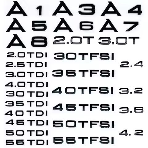 Car Trunk Sticker 3D ABS Glossy Black 2.0 2.5 3.0 4.0 5.0TDI 30 35 40 45 50 55 TDI For Audi A1 A3 A4
