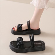 Dép Nữ MWC 8333 - Dép Nữ Đế Bằng Quai Ngang Nhún Cách Điệu 2 Trong 1 Hot Trend