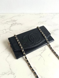 中古包 Chanel黑色魚子醬WOC單肩包 側背包 斜背包 長夾 皮革包