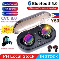 【PH Local Stock】Y50 Wireless Bluetooth Earphone With Mic,HD Call Touch Control Handsfree TWS Wireles