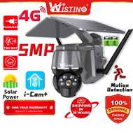 Wistino 4G Solar PTZ Outdoor IP66 5MP 360° IP PTZ Camera Color Night Vision Built-in Rechargeable Battery PIR Detect Two Way Audio Solar Camera