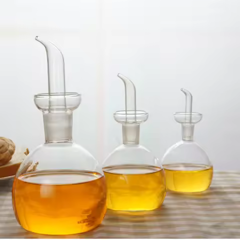 200ml Transparent Glass Oil Bottle Leak-Proof Sauce Jar Kitchen Container for Home Restaurant Oil St