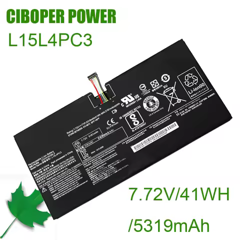 CP Laptop Battery L15L4PC3 L15M4PC3 7.72V/41WH/5319mAh For IdeaPad MIIX 720-12IKB-80VV005WGE 80VV002