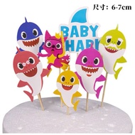 [SG Ready Stock] Baby Shark 7-pcs cake Toppers for happy Birthday Partyb