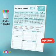 2026 Wipe Clean Planner Calendar A3 Size | Habit Tracker, To-Do List, Monthly Agenda