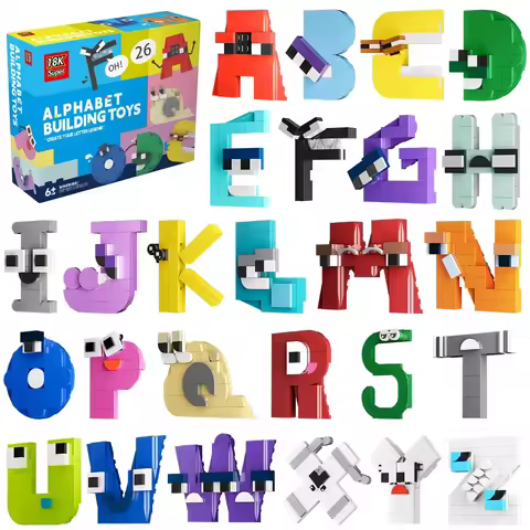 MOC 931PCS Letters Lore A-Z 26 English Alphabet Numbers Letters Building Blocks Set Legend Letters E