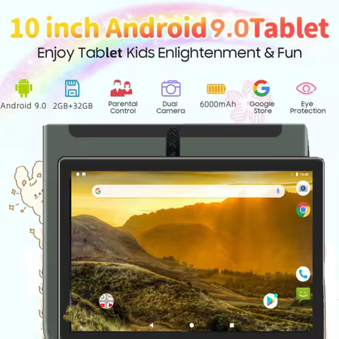 10.1 INCH Gift Stand Silicone Z80 RAM 2GB ROM 32GB Android 9.0 Phone Call Kids Tablet A53 1.5 Ghz Qu