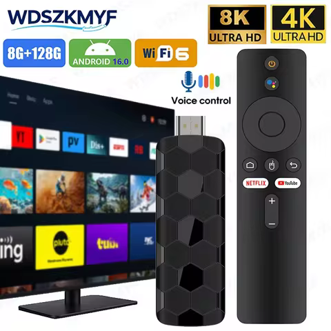 R3+ Android 16 4/8K UHD TV Stick UI Interface Dual Wifi 2.4G/5.8G 8GB+128GB Quad Core Home Theater P