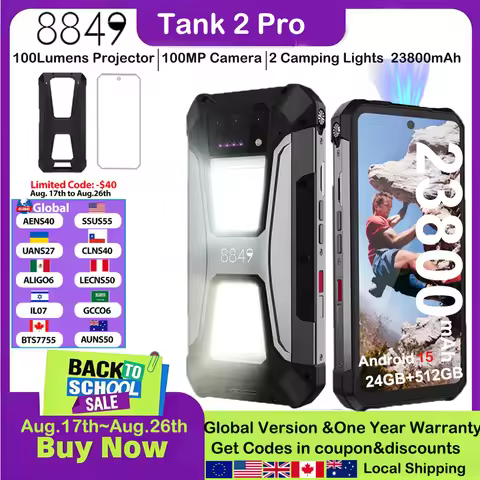 8849 Tank 2 PRO Rugged Smartphone with Projector 6.79" 2.4K Display 24GB 512GB Mobile Phone 23800mAh