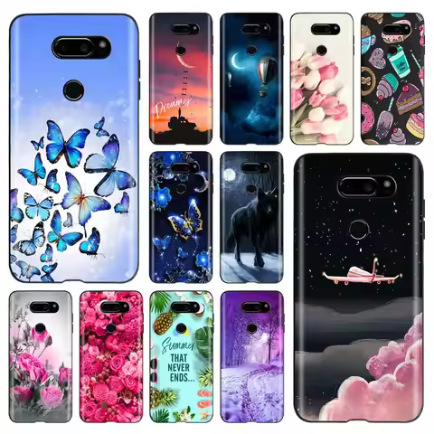 For LG V30 Plus Case Cute Butterfly Printed Phone Back Cover For LG V35 V30S Thinq Funda Silicone So