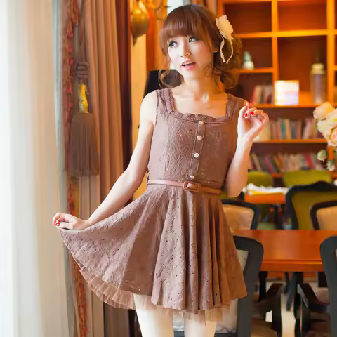 SALES Sweet Japan Liz Lisa Square Collar Princess Cotton Whole Lace Suspenders Dress