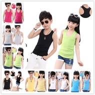 【LF】Kids Tank Tops 90-160cm Cotton Solid Color for Summer