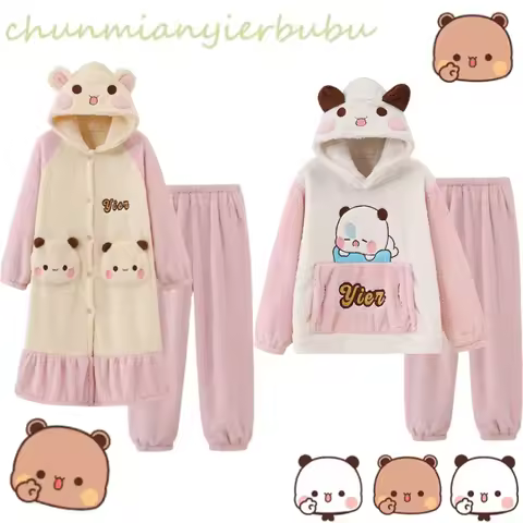 Panda Bubu And Yier Pajamas Autumn And Winter Pajamas Cartoon Panda Bubu And Dudu Coral Fleece Pajam