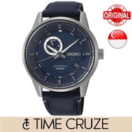[Time Cruze] Seiko SSA391 Automatic Analog Stainless Steel Leather Strap Blue Textured Dial Men Watch SSA391K1 SSA391K