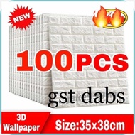 100pcs#TX'bundle?y*Wallpaper*u?35脳38cm*j?Adhensive*p?3D*x?Brick+e@wall+D@stickers wallpaper