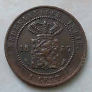 Koin Kuno Benggol 1 Cent Nederland Indie 1857 Detail Bagus