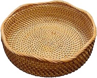 RT&BS Rattan Bread Baskets for Serving, Handmade Round Fruit Bowls, Handwoven Fruit Basket for Kitch
