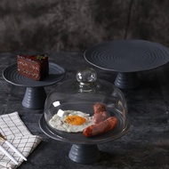 歐式水果盤創意家用現代客廳蛋糕架點心盤玻璃罩高腳盤下午茶餐具