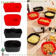 TEAMY Silicone Air Fryer Liners, Reusable with Handle Oven Liner, Air Fryer Accessories Black Red fo
