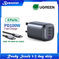 UGREEN 100W GaN Fast Charger 3C1A 3 Type C 1 USB A 4 Ports Charger compatible for MacBook Pro, Dell XPS, iPad Pro,Samsung s23 ultra, iPhone 13，iPhone14 Pro Max, Pixel,(Safety Mark 211058-11)