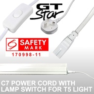 C7 Power Cord with 3 Pin Plug for Linea T5 Light Tubes