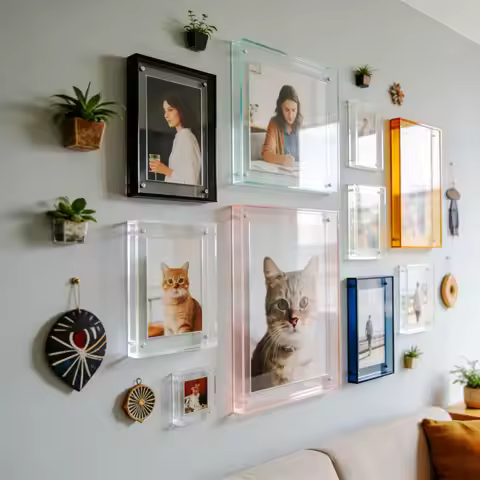 Picture Frame Elegant Purple Picture Frame, Wedding Photo Display Frame, Colorful Acrylic Wall-Mount