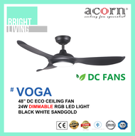 Acorn Voga DC-368 38/48/58 Inch Eco Ceiling Fan + 24W Dimmable RGB LED Light Kit