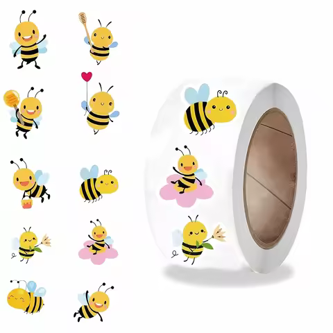 500PCS Little Bee Roll Sticker Notebook Skateboard Coffee Personalize Motorcycle Creative Bicycle La